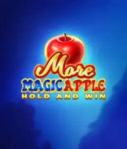 На изображении игрового автомата More Magic Apple от 3 Oaks Gaming, демонстрирующего сказочную атмосферу с яркими символами, включая замки, магические яблоки и известных сказочных героев. На переднем плане виден название слота More Magic Apple, окруженный яркими и запоминающимися графическими элементами, создающими атмосферу чудес и волшебства.